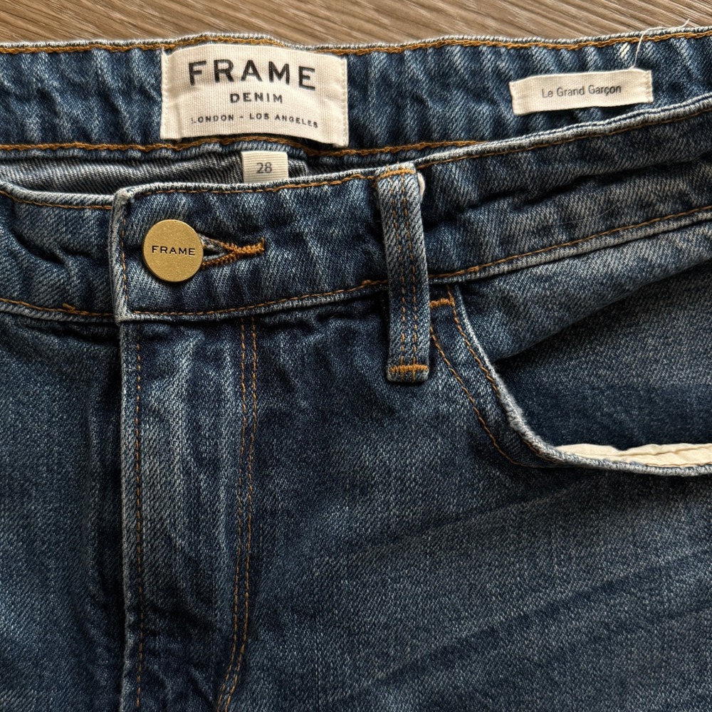 FRAME Denim Le Grand Garçon "Westminster" Distressed Jeans - Size 28 (size 6) - Picture 2 of 9